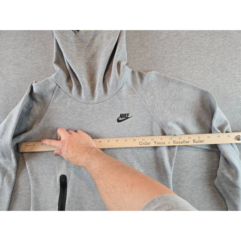 Nike Tech Hoodie Womens Small Grey Heathered Fleece Funnel Sweatshirt 642663 - Picture 9 of 11